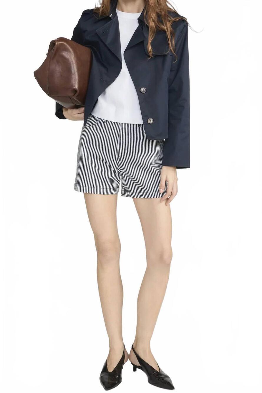 NEW FRAME everday high rise short in navy stripe